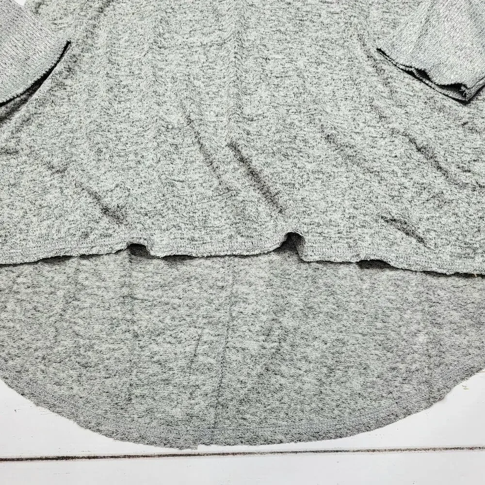 Soft Surroundings Cowl Neck Raw Hem High Low Hoodie Top Gray Marl Medium